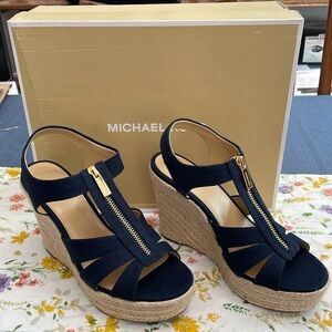 Michael Kors, Berkeley Wedge Navy Canvas, Size 6.5, Brand New in the box.